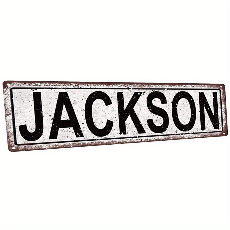 TEMU 2d Flat, 10.16x40.64cm Large Vintage -themed Metal Sign - Rustic Aluminum Wall Plaque With Distressed White & Brown Lettering, Name Plate For