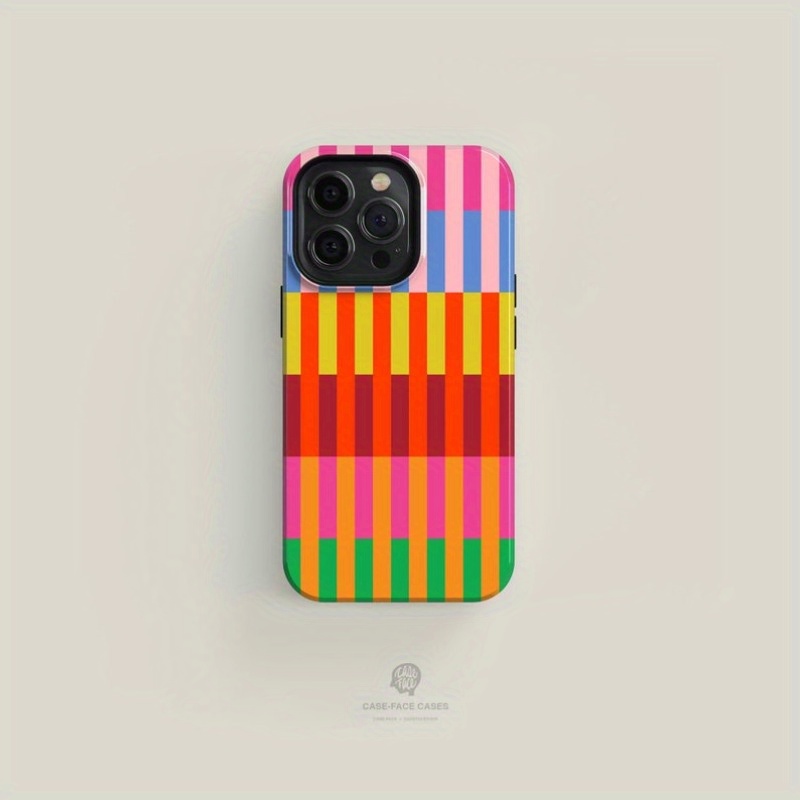 TEMU Colorful Stripes Tough Phone Case | 16 15 14 11 Case