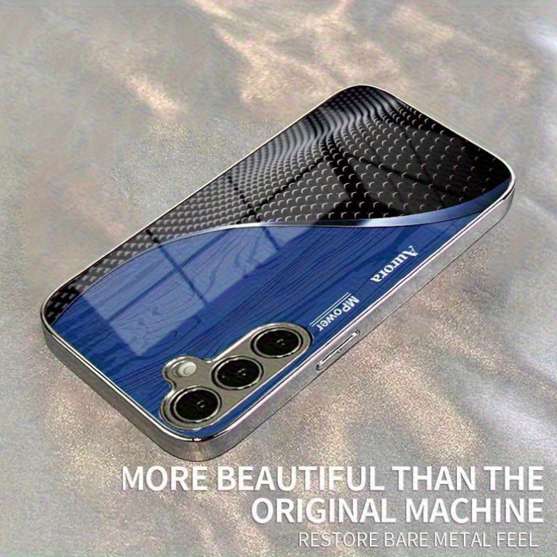 TEMU เคสโทรศัพท์ Tech Fashion แบล็ก & น้ำเงิน for Samsung S24 Ultra, ผิวม