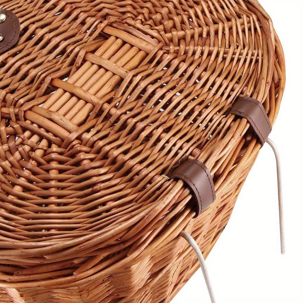 Brown Bamboo Woven Bicycle Basket - Handmade Natural Rattan, Storage Basket, Picnic Shopping Bicycle Basket, Outdoor Cycling Accessories