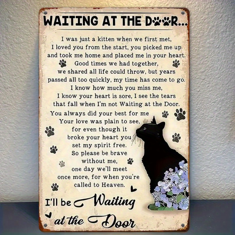 TEMU 2d Flat, 2d Printed Vintage Cat Memorial Plaque Wall Decor - Artificial Wood Pet Loss Sympathy Keepsake Suitable For Indoor Decoration,