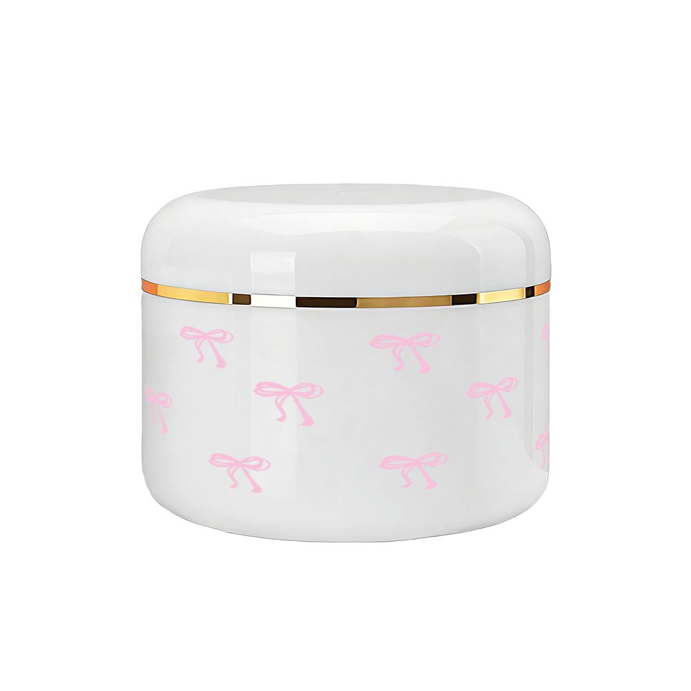 TEMU 1pc 1pcs Bow-shaped Cream Jar With Lid & Pp Seal - Bottle Suitable For Skincare Storage, Travel-friendly Refillable Container For Lotions,