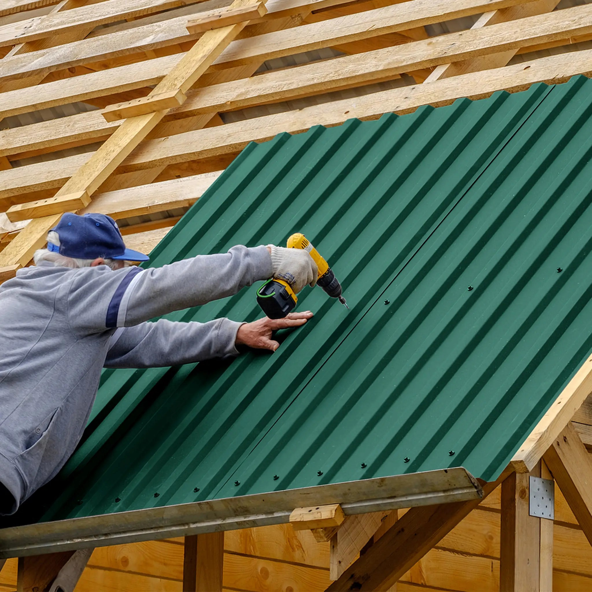 Green/black Galvanized Corrugated Trapezoidal Metal Roofing Sheet, Uv Protected - Ideal For Carports, Sheds, And , 129. 5 Cm X