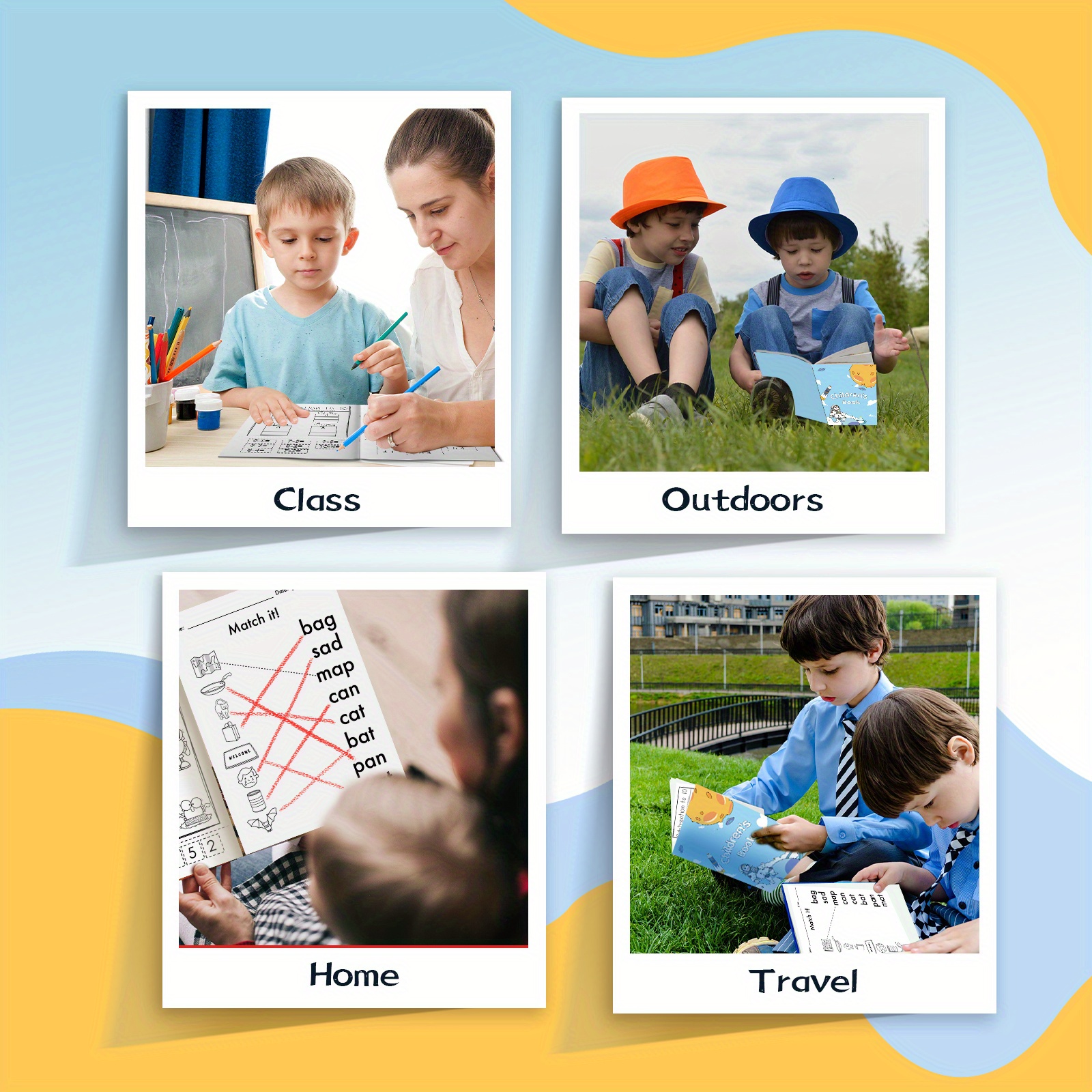 1pc Educational Activity Book Learn words for Children: lmprove Learning Ability with Letters