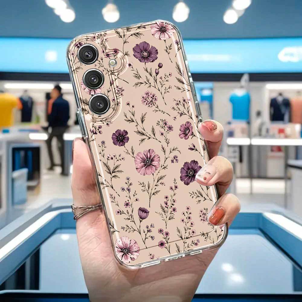 Image of Phone Case - Elegant Floral Pattern Phone Case For A54, S23+, S26, A72, S25, A55, S26ultra, A52, S24, A73, S22 Plus, Scratch-resistant Perfect Gift, Vintage Minimalist Back Cover