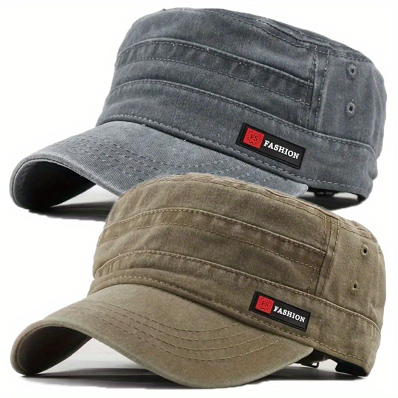 TEMU Lot de 2 Casquettes Plates Rétro Délavées Réglables pour Homme, Casquette de Baseball Unisexe Décontractée pour l'Extérieur, Adaptée aux Sports