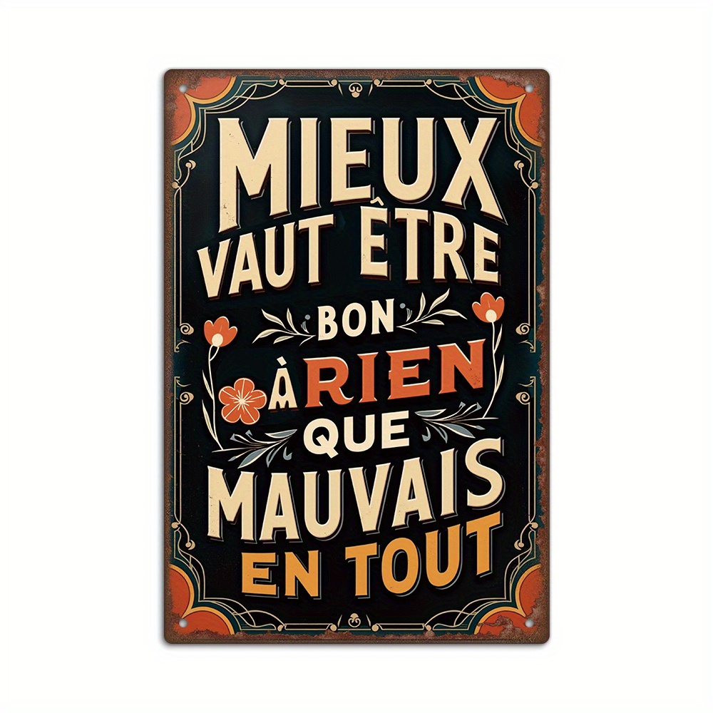 TEMU Putuo Decor 1pc Enseigne Métallique Vintage Française, "MEILLEUR ÊTRE BON À", Décoration Murale pour Maison, Café, Bureau, Bar, Cadeau pour