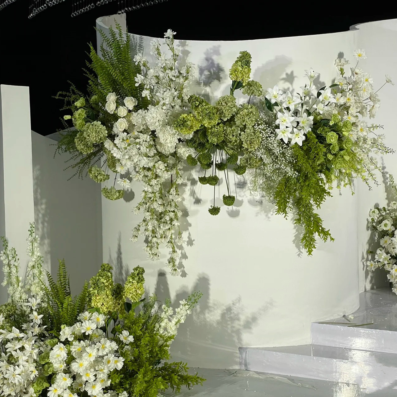 wedding simulation flower wedding   ceiling arrangement lu xun grass   flower arrangement white green simulation flower material