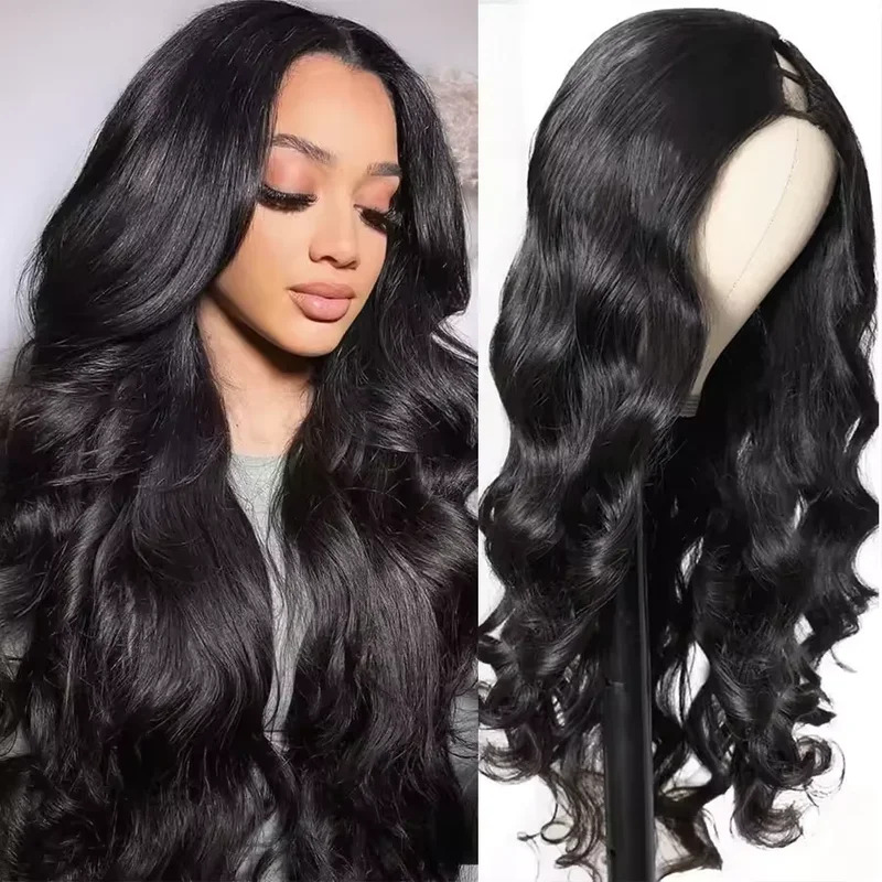 Image of 250density Part Wigs V Part Body Wave Wig Brazilian Human Hair Head Sizes Forwomen Wig, Christmas Gift, Halloween Gift Human Hair Wigs Glueless