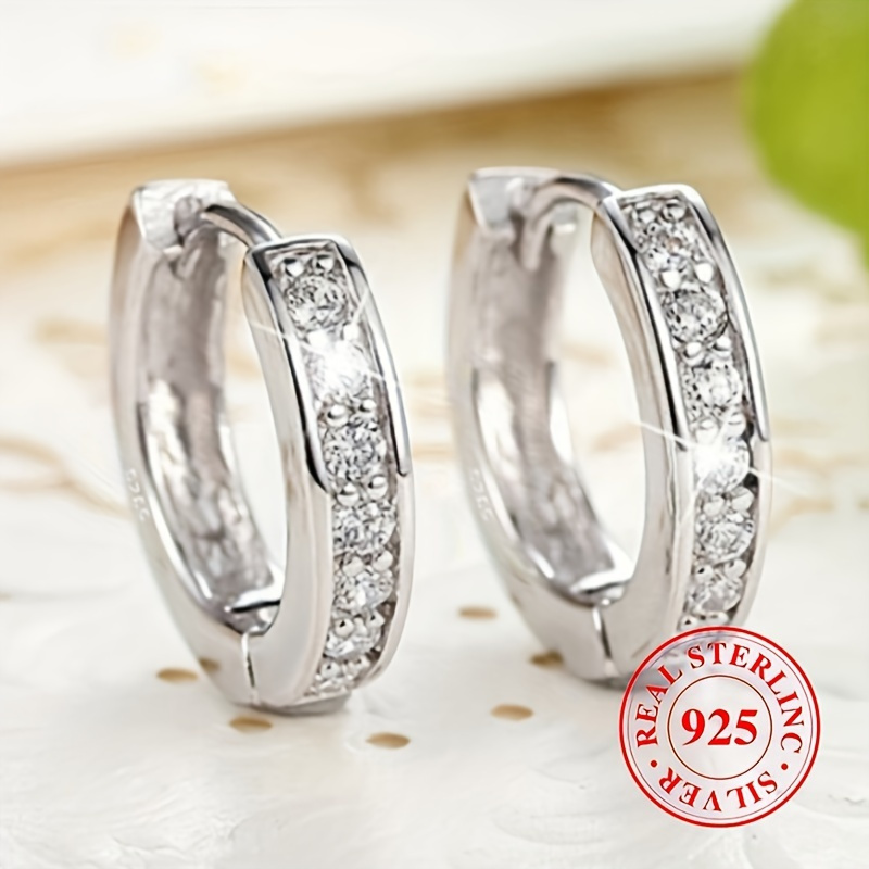 4pcs 925 sterling silver hypoallergenic ring earrings with zirconia inlaid elegant and luxurious style suitable for women engagement wedding earrings Product details 0