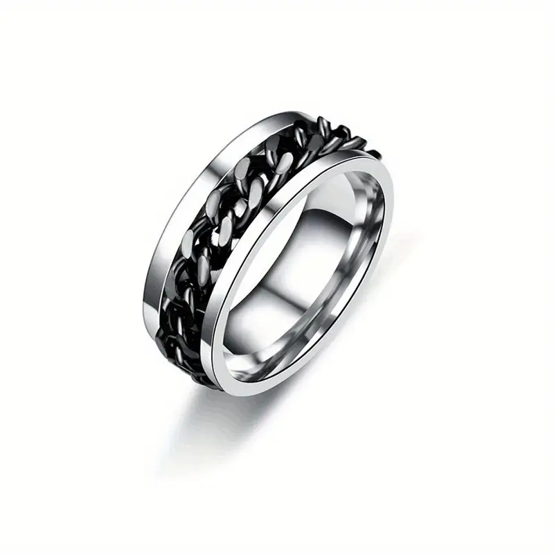mens rotatable chain ring interchangeable metallic links stackable jewelry for everyday formal wear durable modern ideal gift for him birthday anniversary valentines day year round versatile mens jewelry versatile accessory contemporary style fashionconscious men stylish accessory sturdy construction fashion enthusiasts Product details 1