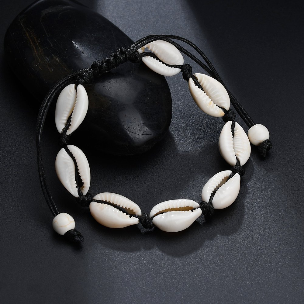 Women's Bohemian Shell & Rope Bracelet, Adjustable