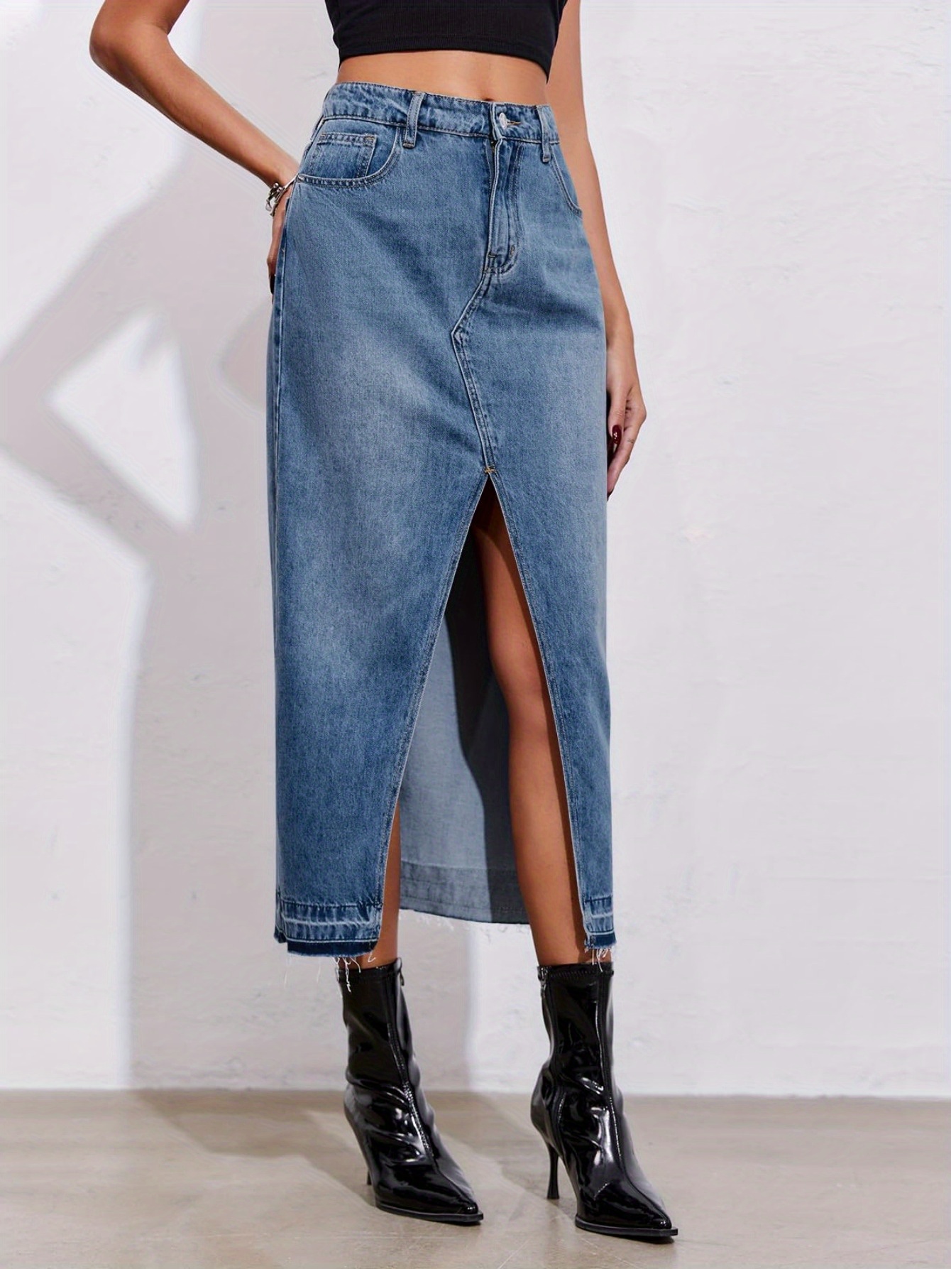 【BAON】Helt Banding Denim Long Skirt BAON】Helt Banding Denim Long Skirt Amazon.com: Women Spring