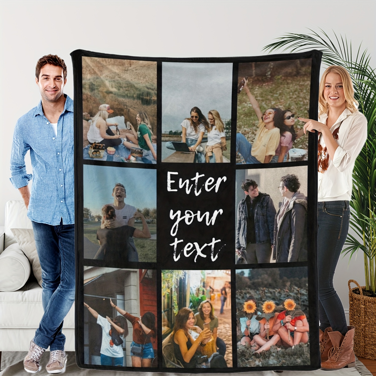 TEMU Custom Photo Blanket, Personalized Blanket With 8 Different Picture Options, Suitable As A Personalized Gift For , Mothers, Fathers, Flannel