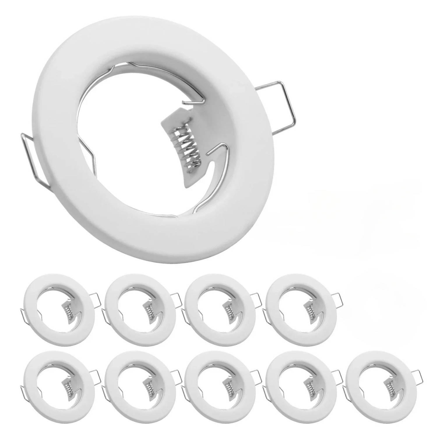 TEMU Joyinled 10pcs Round White Gu10 Socket Recessed Metal Frame Mr16 Base Spotlight Fitting No Adjustable Mr16 Gu10 Bulb Trims Fixture