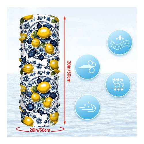 2 design lemons blue floral mens headscarf stretchy bandana neck wrap graphic scarf headband multi functional for outdoor sports
