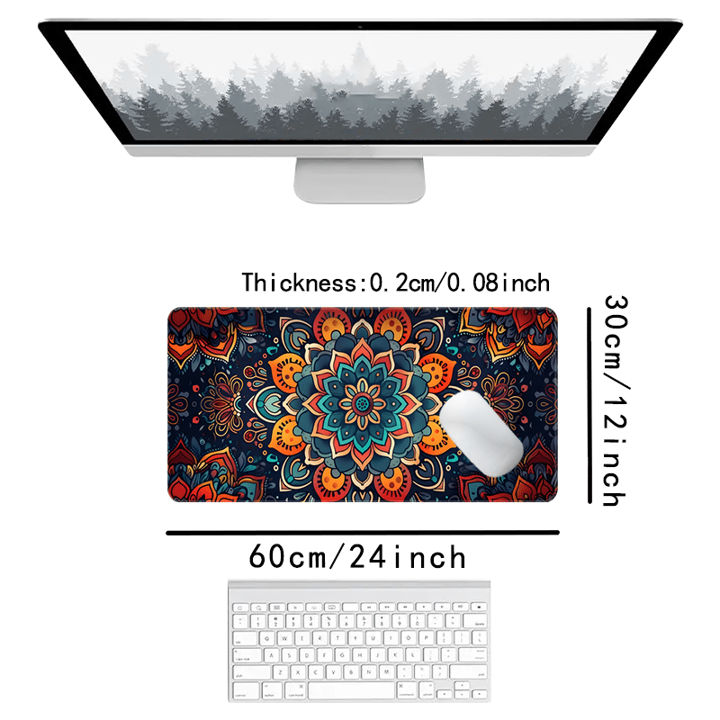 TEMU 1pc Vintage Bohemian Mouse Pad Featuring A Colorful Mandala Design, And Keyboards. This Large Floral Pattern Gaming Mouse Pad Makes An Gift For