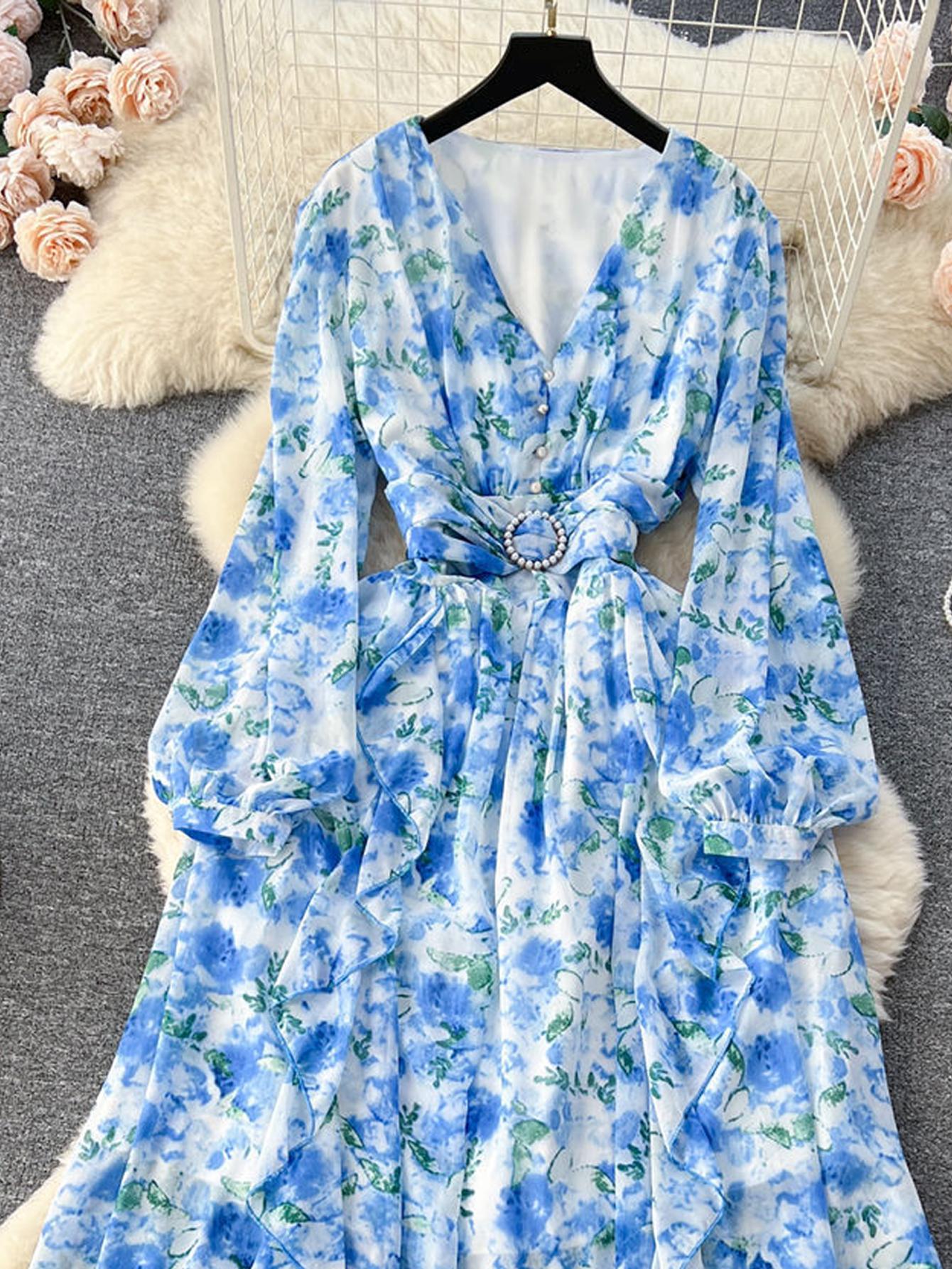 early autumn long sleeve v neck print maxi dress Navy Floral Long Sleeve V-Neck Maternity Maxi Dress