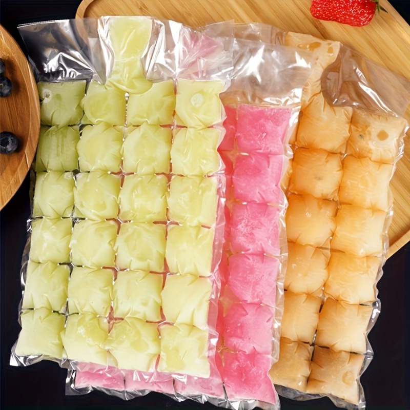 240pcs disposable cube of ice bags 10 sheets x 24 grids self sealing   ice trays bpa free odor proof freezer molds quick cooling tool for cocktails and parties