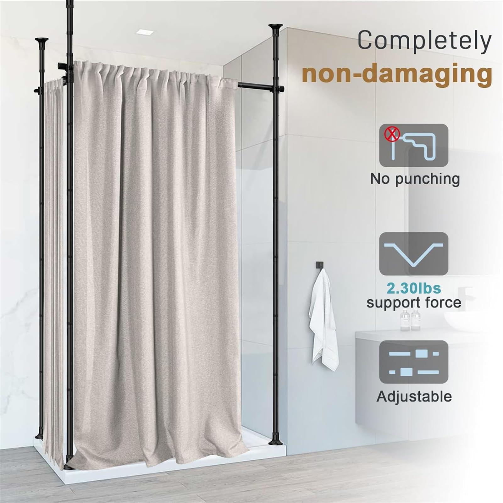 Image of Room Divider Curtain Rod, Flexible Adjustable Screen Frame Without Curtain, Freestanding Curtain Rod, Metal Privacy Screen For Living Room/bedroom, 152-381cm, 122-362cm [a Good Gift For ]