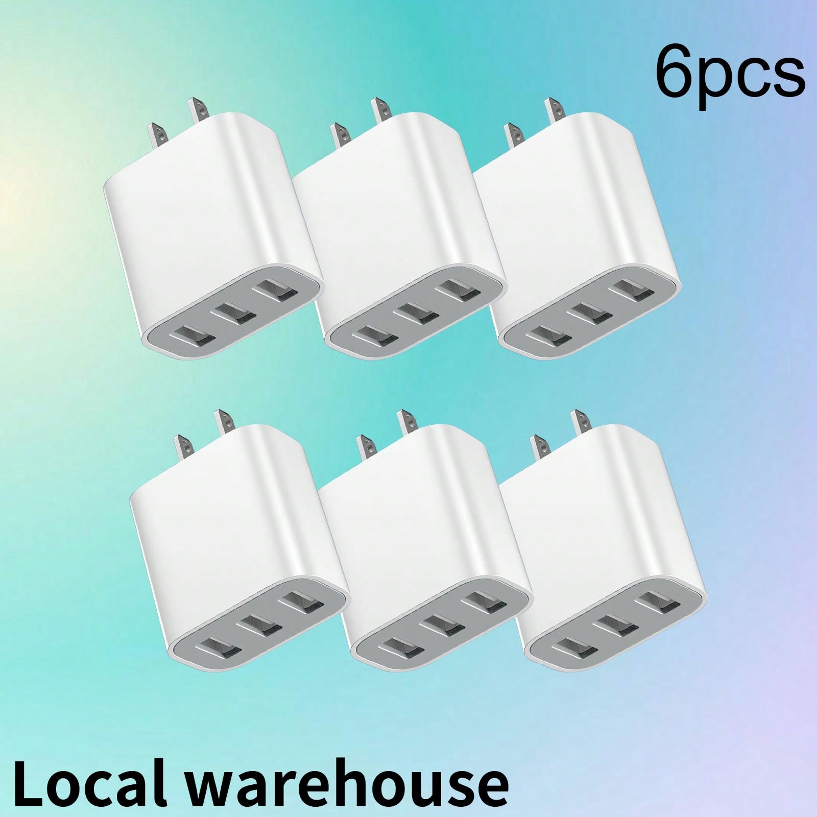 TEMU [6-pack] 3-port Usb Wall Charger Plug - Phone For I Phone, Phones And More | Local Warehouse