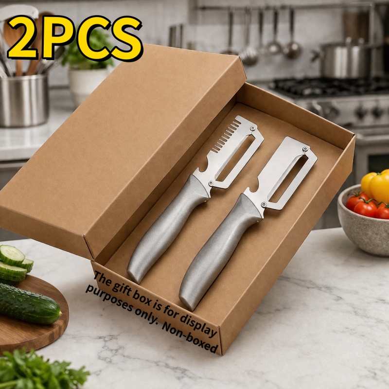 2pcs Premium Heavy Duty Stainless Steel Vegetable Peeler With, Fruit & Vegetable Peeling Tool, Sharp Kitchen Peeler For Potatoes, Carrots, & , Gadget