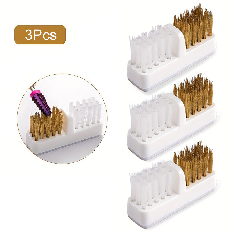 Image of 1-5pcs Nail Drill Bit Cleaning Brush Copper Wire Remove Dust Cleaning Case Drill Grinding Head Brush Cleaner Nail Art Tools