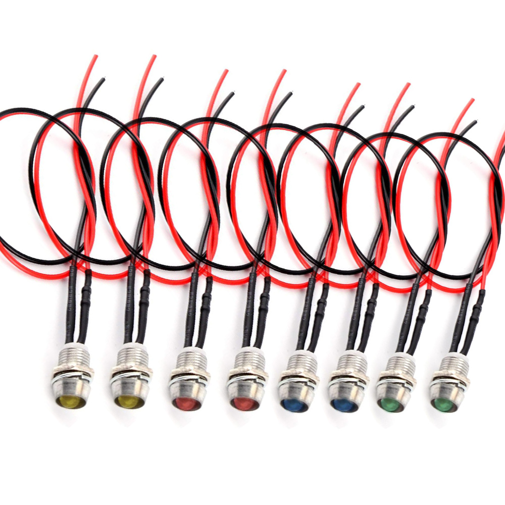 TEMU 8pcs 8mm Led Indicator Lights 12v Universal Embedded Diode Dashboard Indicator Panel Lamp Bulb Socket Light Suitable For Cars, Trucks, Boats, Rc