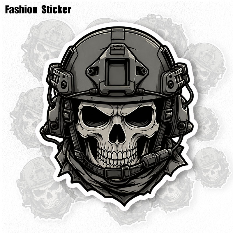 TEMU 2d Flat, 2d Flat 5.5-inch Tactical Helmet Car Sticker, Soldier Truck Decal, Dark Military Vinyl Material, Durable Car Window Decal, Motorcycle