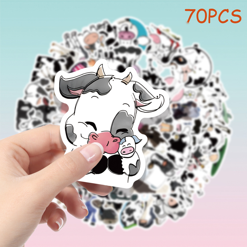 TEMU 70pcs Cow Pattern Stickers Fun Decorative Stickers Suitable For Decorating Car Decals Bumper Stickers Laptop Stickers Used For Party Favors