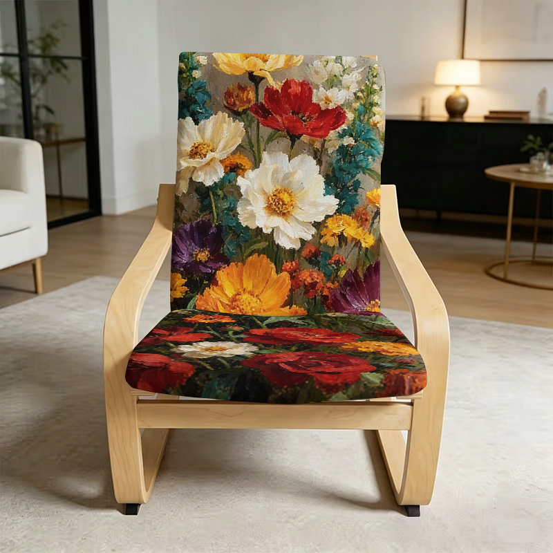 TEMU para sillón reclinable de 1 pieza, 1 pza., estampado de pintura al óleo multicolor, compatible con protector de cojín para silla , elástica