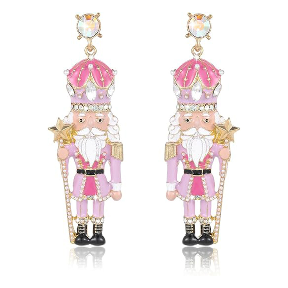 TEMU 2pcs New Christmas Jewelry, Fashionable Nutcracker Earrings, King Women's Fashion Pendant Earrings
