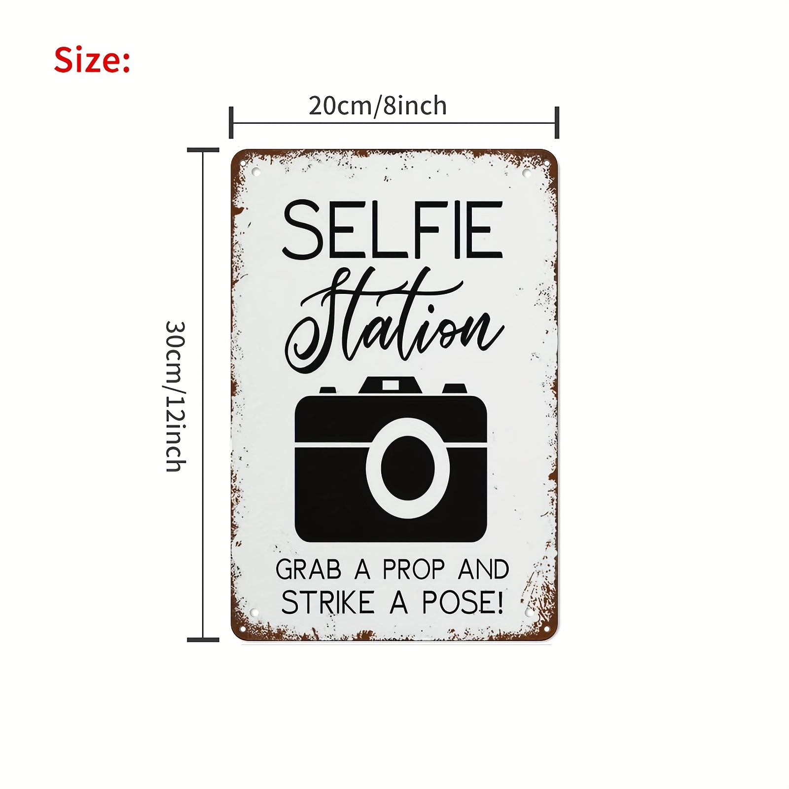 TEMU 2d Flat Vintage Aluminum Sign Rustic Wall Art With Camera Design Grab A Prop And A ! Text Home Bar Decor Modern Camera Design Ideal For Photo