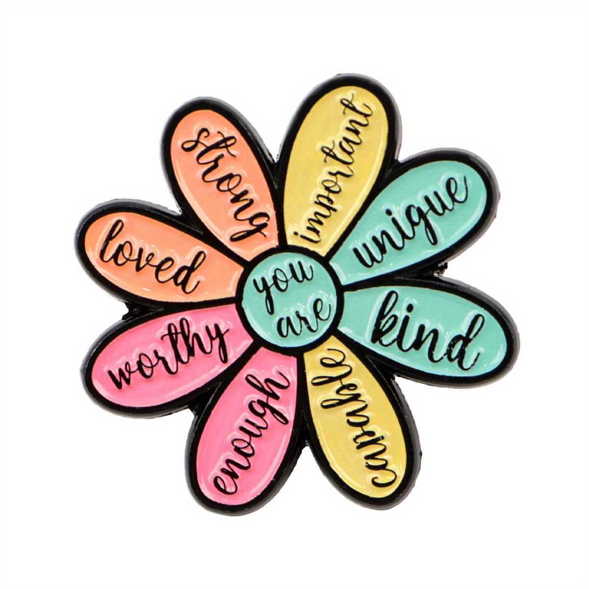 1pc Flower Enamel Pin | Cute Lapel Pins Badges On Backpack Men's Brooch Clothes Gift Jewelry Fashion Additions, Alloy With Silicone Back