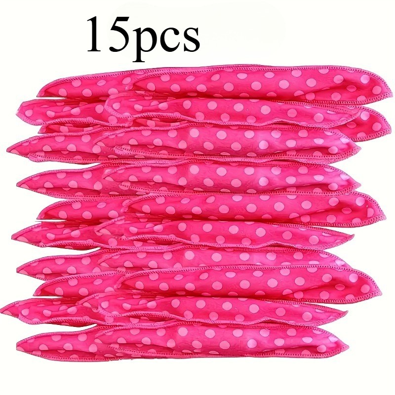 15pcs Flexible No-heat Hair Curlers, Overnight Rollers, Soft Polka Curlers For Women, For Natural , Diy Sponge Hair Styling Rollers