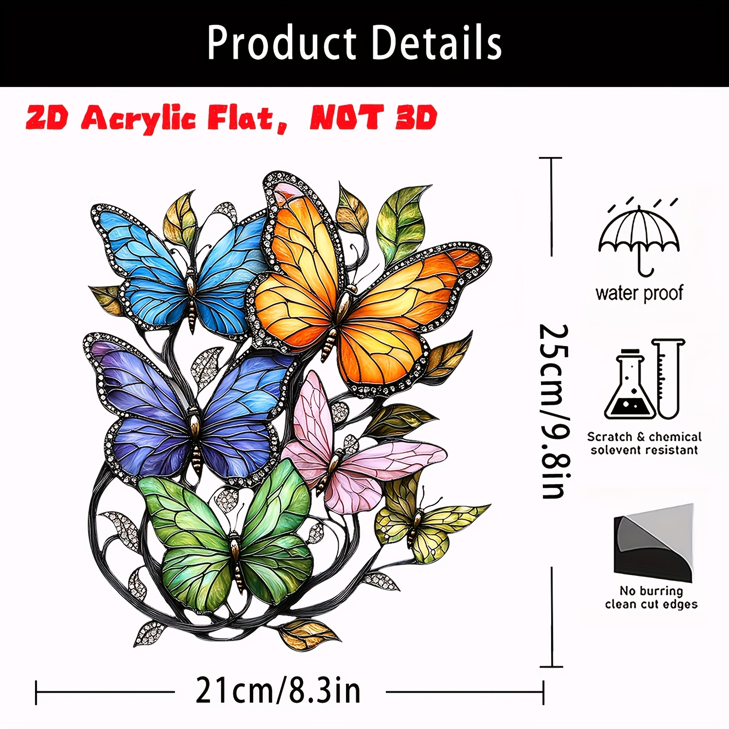 TEMU 2d Flat, 2d Flat, 1pc Acrylic Colorful Hanging Decoration, Bohemian Style, Suitable For Indoor And Outdoor Decor, Porch, Courtyard, Office, And