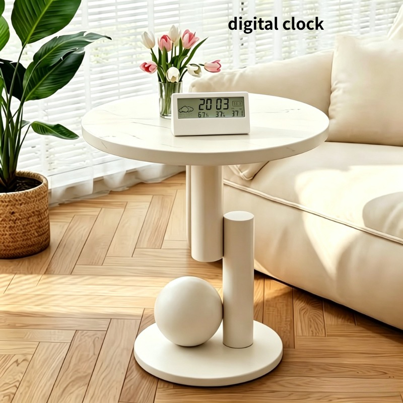 TEMU White Minimalist Electronic Temperature And Humidity Clock, Large Screen Clear Display , Date, Day Of The Week, Temperature And Humidity,