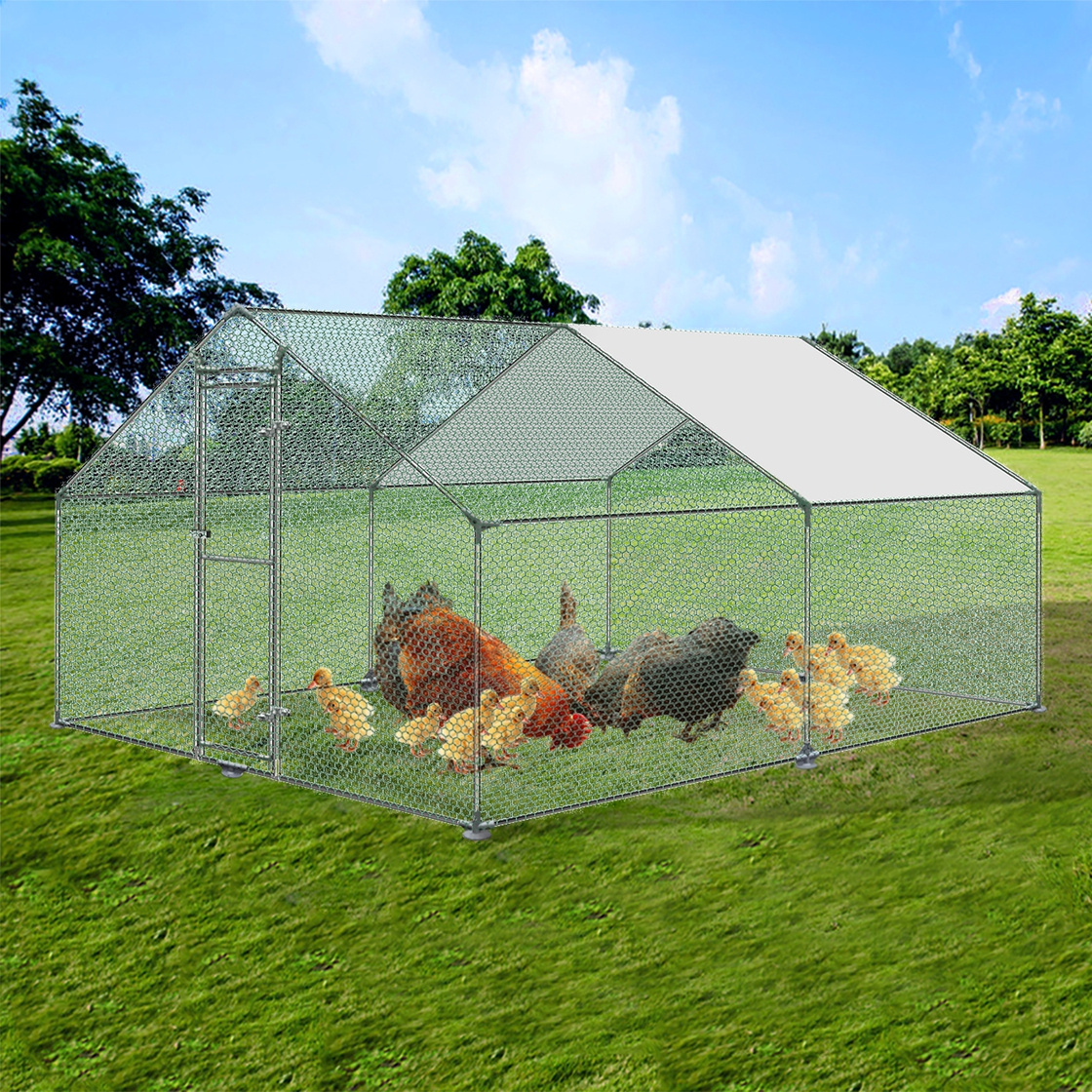 

Free-range Enclosure Aviary Chicken Coop Metal Poultry Cages With Sun Protection Roof, Chicken Fence, Door & Bar Free-range Enclosure Chicken Cages Poultry Houses For Small Animals & Plants