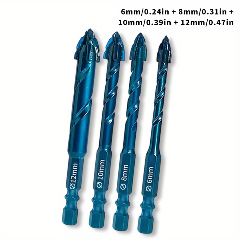 4pcs Upgraded Serrated Masonry Drill Bit- Set Of 4 Concrete Drill Bits Tile Glass Ceramic
