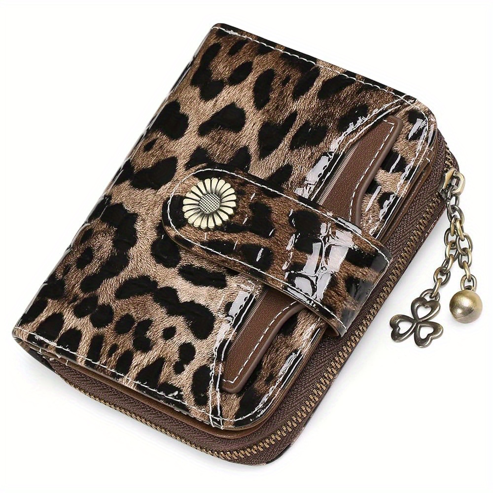 TEMU Casual And Fashionable Short Women's Wallet, Multifunctional Mini Bifold Coin Purse With Chain, License Holder, Multiple Card Slots, Rfid