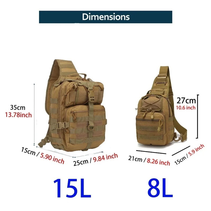 8L/15L Outdoor Tactical Sling Backpack