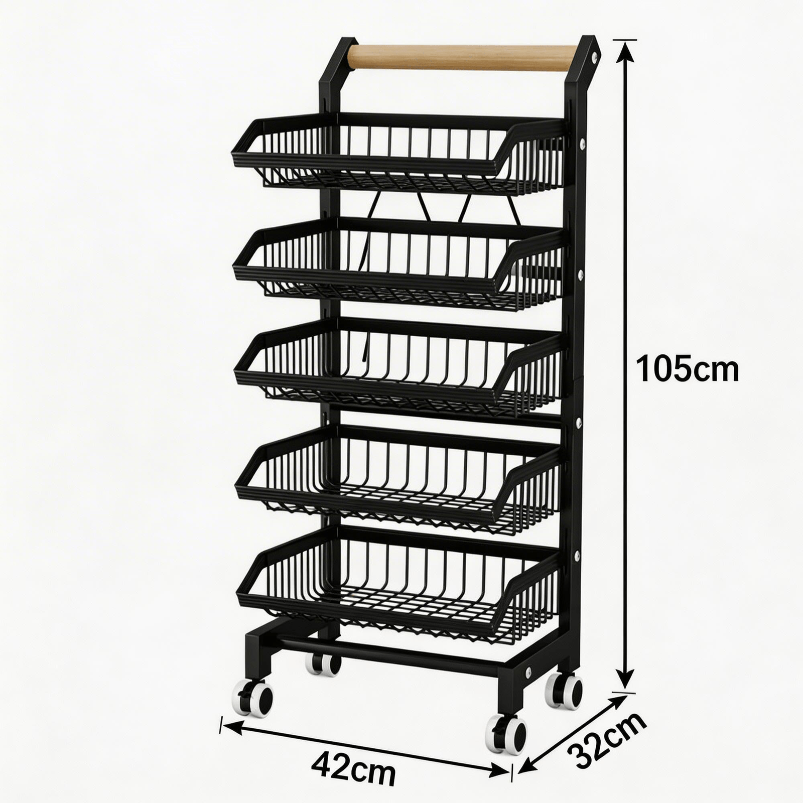 TEMU Foldable Storage Trolley On Wheels - Wire Basket Rack, Kitchen Rolling Storage Cart, Slim Organizer, Rolling Rack For Pantry Bathroom