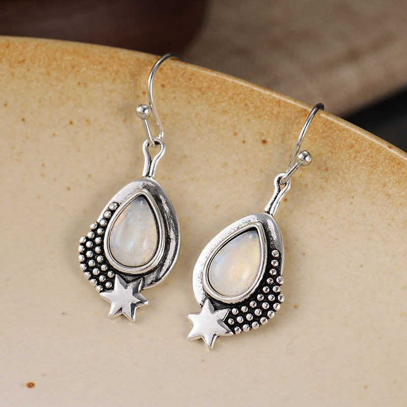 Women's Bohemian Retro Teardrop Star Pendant Earrings