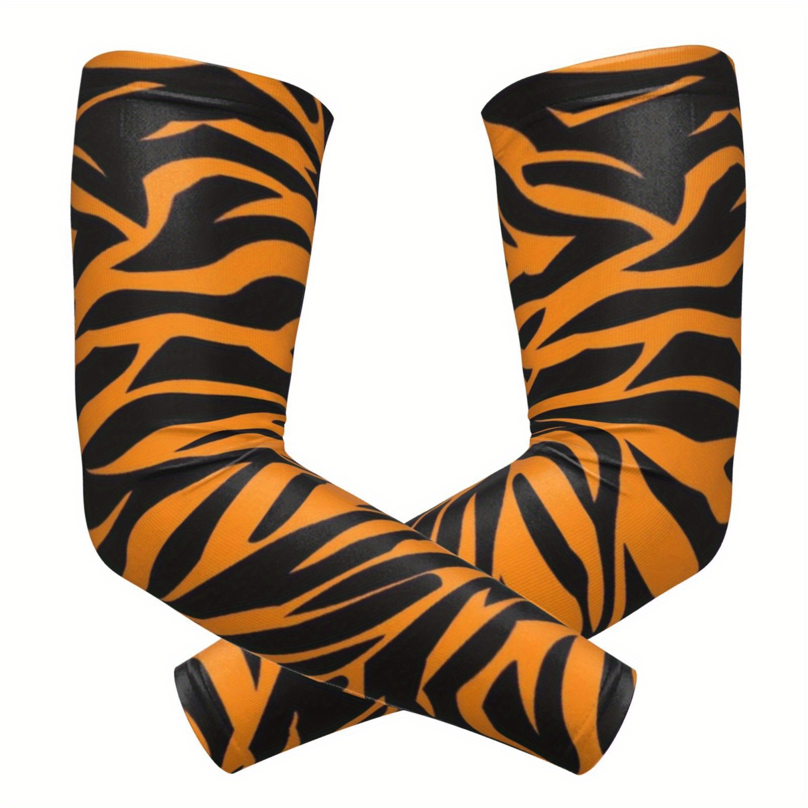 TEMU A Pair Of Fashionable Outdoor Arm Sleeves Featuring And Pattern With Black And Orange As Colors, A Wild And Stylish Look