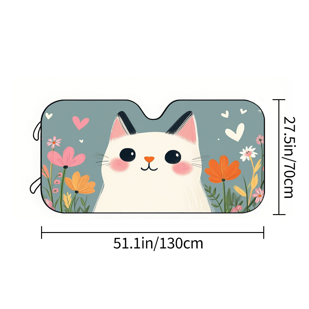 TEMU 1pc Car Sun Visor, Cute Cat In A Flower Bush Car Sunshade, Uv Protection And Cooling, Suitable For Sedans And Universal Model Decoration