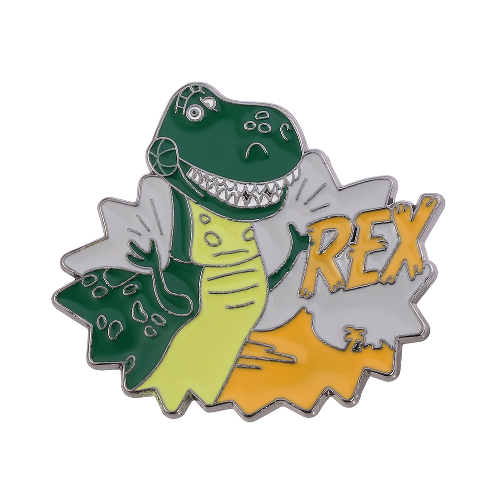 TEMU 1pc Creative Anime Cartoon Creative Dinosaur Rex Baking Paint Resin Casting Color Blocking Enamel Pin Metal Badge Jewelry Backpack Clothing