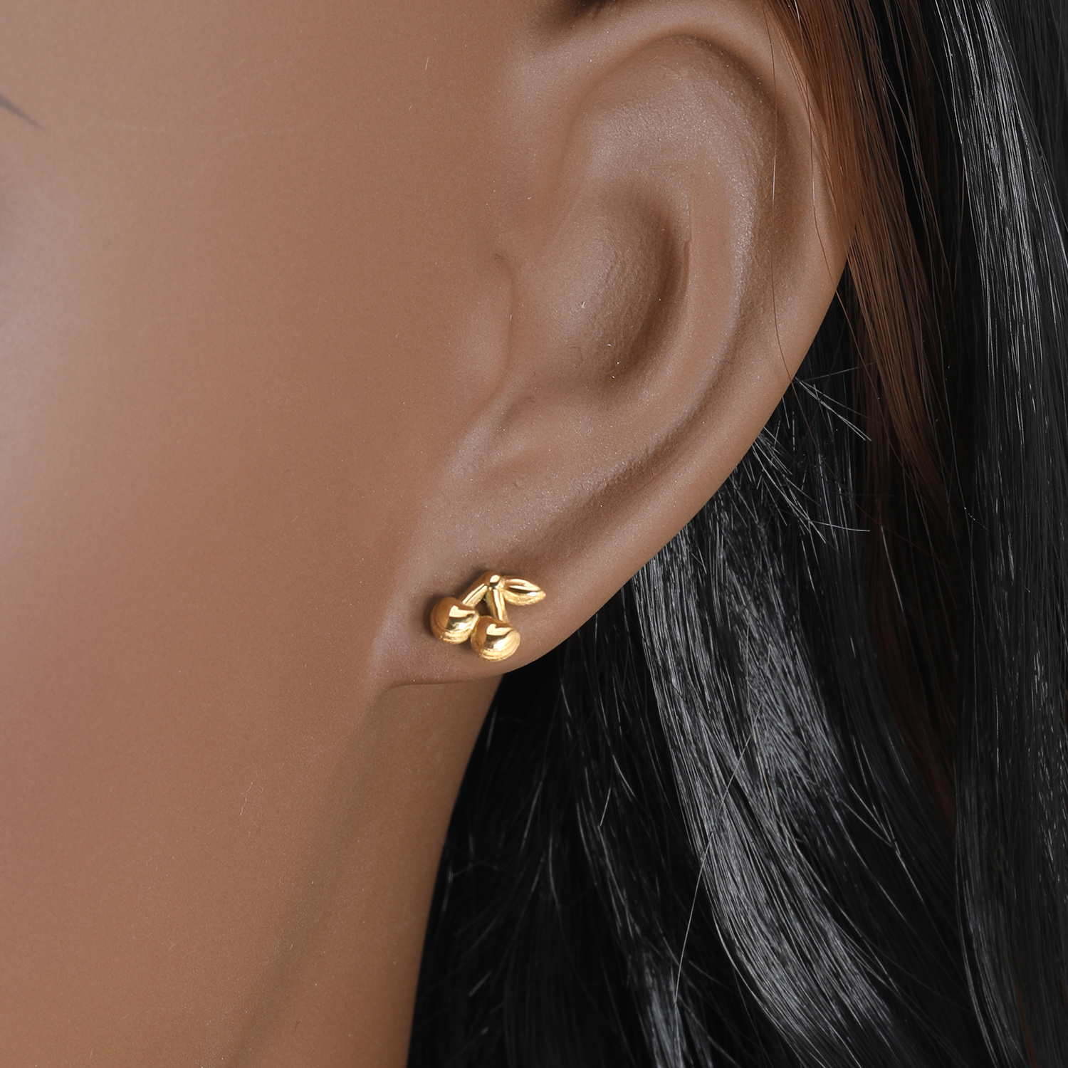 Women's Cherry-Shaped Stainless Steel Stud Earrings