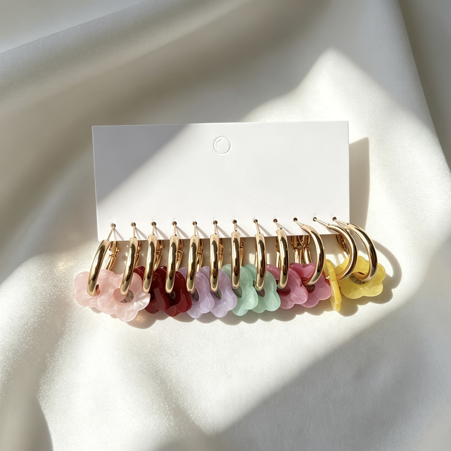TEMU 12/48 piezas de pendientes colgantes florales multicolores, modernos y , ideales para que las mujeres los como regalo para . Diseño de de moda