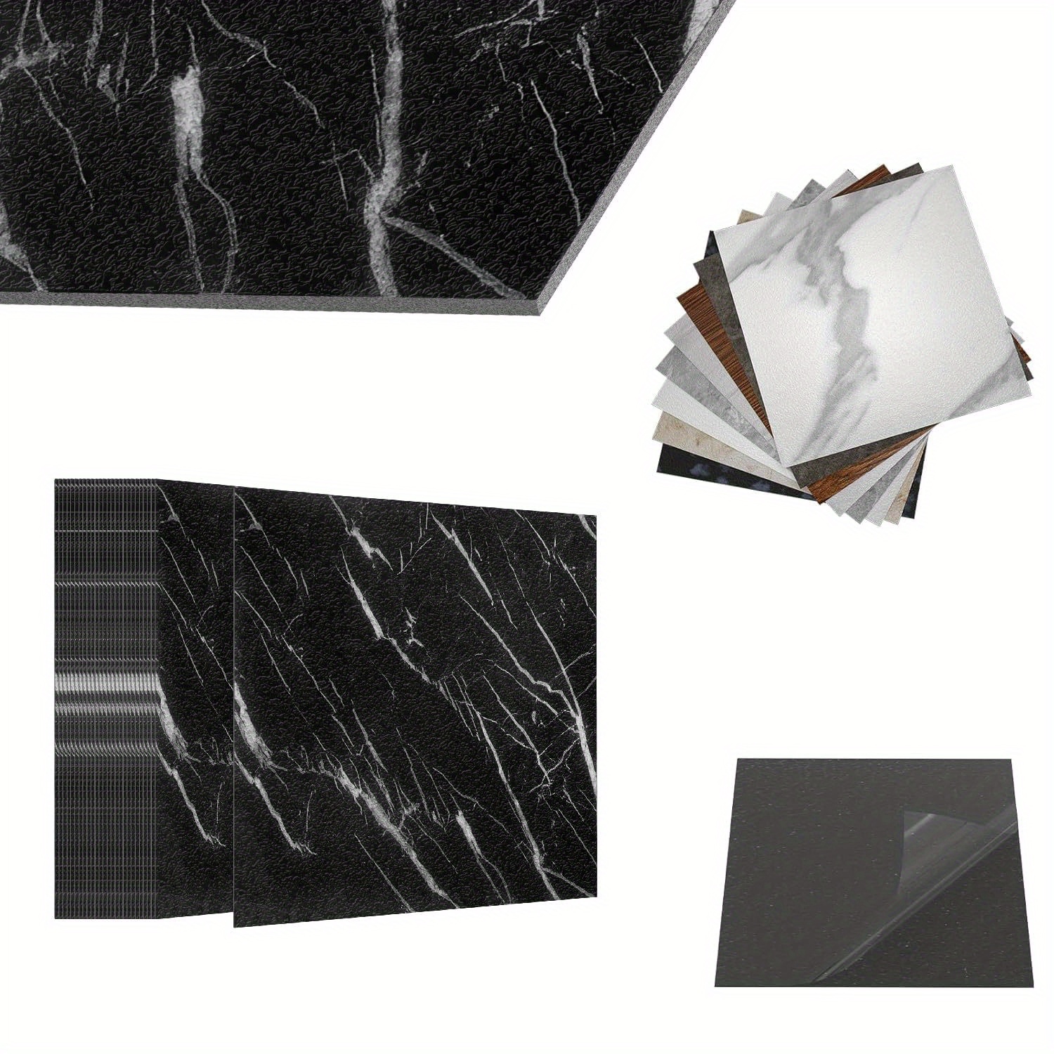 Self-adhesive Pvc Flooring, Vinyl Baseboard Tiles With Stone Effect For Kitchen And Bathroom, 2.5/5 Square Meters
