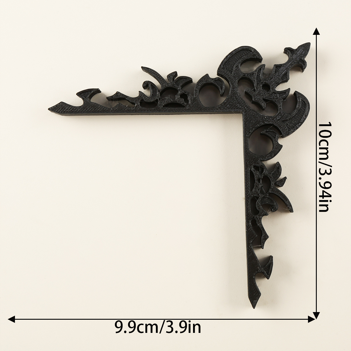 TEMU 1pc Gothic Corner Ornament - Black Retro Plastic Monitor Frame Decoration Suitable For Desk Computer Screen Photo Frame Window Door Decor, Retro
